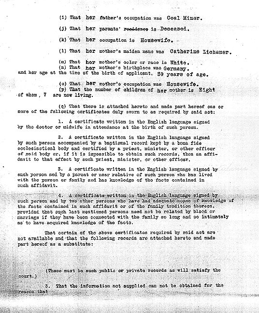 Catherine Ostien's Birth Certificate - Pg. 2