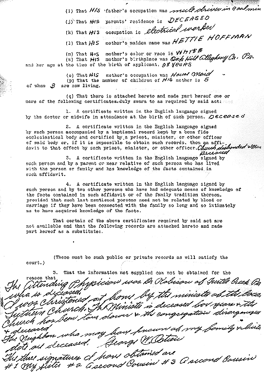 George Ostien's Birth Certificate - Pg. 2