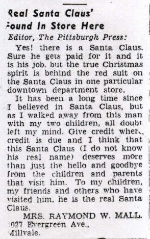 Santa Roolf Editorial, Pittsburgh Press (date unknown)